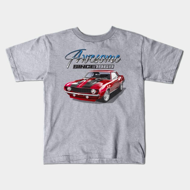 Awesome Since 1969 Red Chevy Camaro Muscle Car Kids T-Shirt by TheStuffInBetween